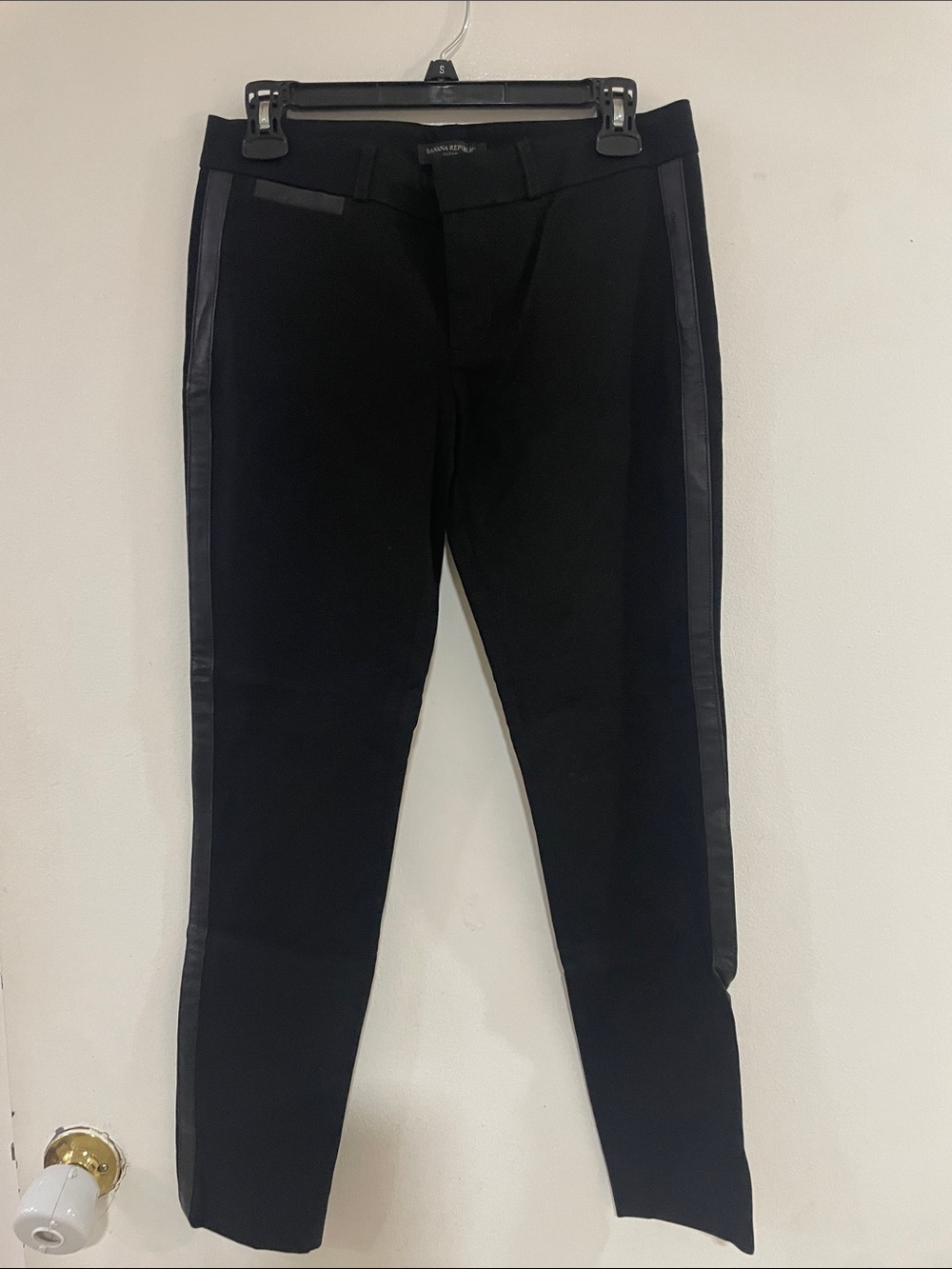 Banana Republic Black Dress Pants with Side Satin Stripe